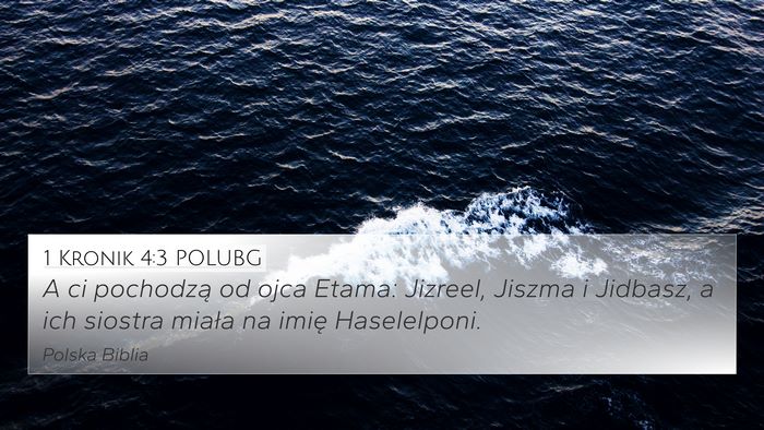 1 Kronik 4:3 POLUBG 4K Wallpaper - A ci pochodzą od ojca Etama: Jizreel, Jiszma i - 4K Wallpaper Bible Verse