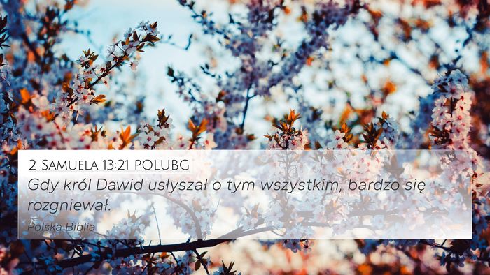 2 Samuela 13:21 POLUBG 4K Wallpaper - Gdy król Dawid usłyszał o tym wszystkim, - 4K Wallpaper Bible Verse
