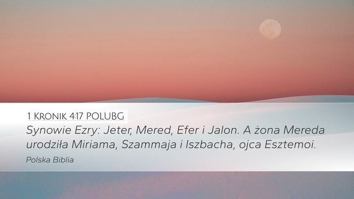 1 Kronik 4:17 POLUBG Desktop Wallpaper - Synowie Ezry: Jeter, Mered, Efer i Jalon. A żona - Desktop Bible Verse Wallpaper