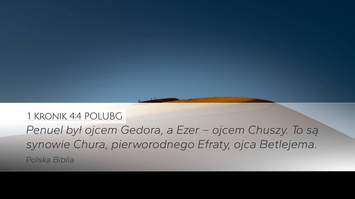 1 Kronik 4:4 POLUBG Desktop Wallpaper - Penuel był ojcem Gedora, a Ezer – ojcem - Desktop Bible Verse Wallpaper
