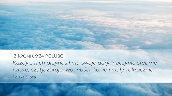 2 Kronik 9:24 POLUBG Desktop Wallpaper - Każdy z nich przynosił mu swoje dary: naczynia - Desktop Bible Verse Wallpaper