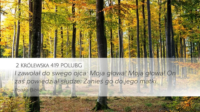 2 Królewska 4:19 POLUBG Desktop Wallpaper - I zawołał do swego ojca: Moja głowa! Moja - Desktop Bible Verse Wallpaper