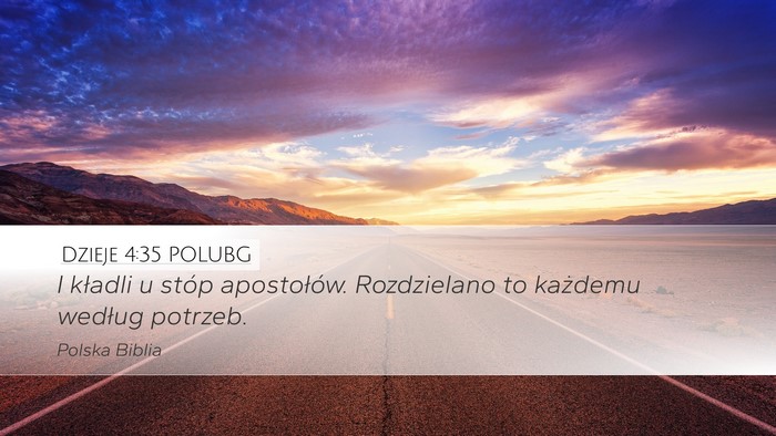 Dzieje 4:35 POLUBG Bible Verse Image