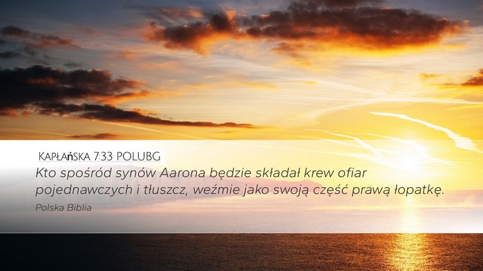 Kapłańska 7:33 POLUBG Desktop Wallpaper - Kto spośród synów Aarona będzie składał - Desktop Bible Verse Wallpaper