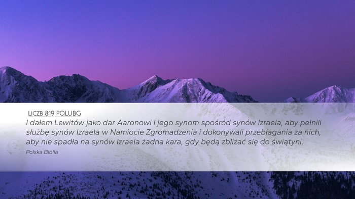 Liczb 8:19 POLUBG Desktop Wallpaper - I dałem Lewitów jako dar Aaronowi i jego synom - Desktop Bible Verse Wallpaper