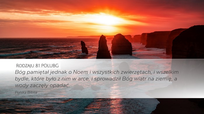 Rodzaju 8:1 POLUBG Desktop Wallpaper - Bóg pamiętał jednak o Noem i wszystkich - Desktop Bible Verse Wallpaper