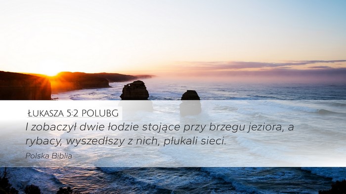 Łukasza 5:2 POLUBG Desktop Wallpaper - I zobaczył dwie łodzie stojące przy brzegu - Desktop Bible Verse Wallpaper
