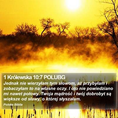 1 Królewska 10:7 POLUBG Bible Verse Image