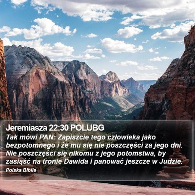 Jeremiasza 22:30 POLUBG Bible Verse Image