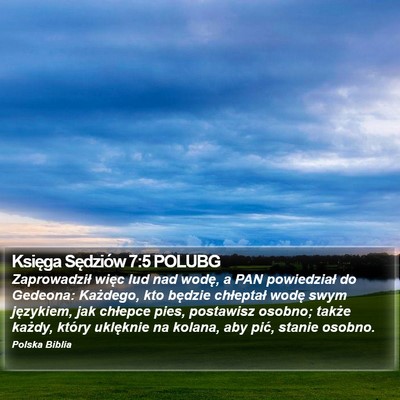 Księga Sędziów 7:5 POLUBG Bible Verse Image