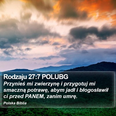 Rodzaju 27:7 POLUBG Bible Verse Image