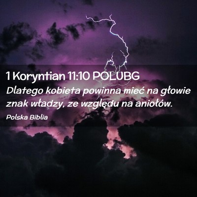Picture 02 - 1 Koryntian 11:10 POLUBG - Dlatego kobieta powinna mieć na głowie znak - Bible Verse Picture