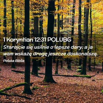 Picture 02 - 1 Koryntian 12:31 POLUBG - Starajcie się usilnie o lepsze dary; a ja wam - Bible Verse Picture