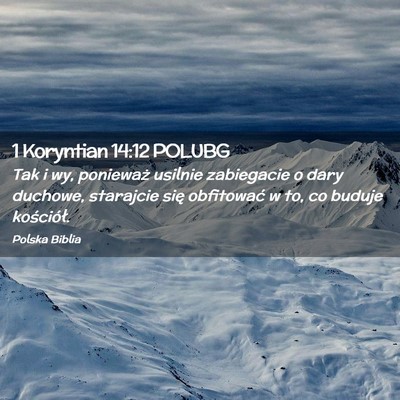 Picture 02 - 1 Koryntian 14:12 POLUBG - Tak i wy, ponieważ usilnie zabiegacie o dary - Bible Verse Picture