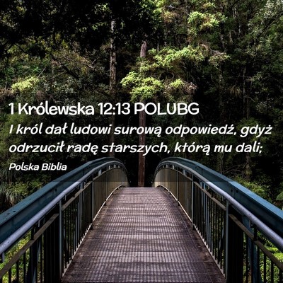 Picture 02 - 1 Królewska 12:13 POLUBG - I król dał ludowi surową odpowiedź, gdyż - Bible Verse Picture