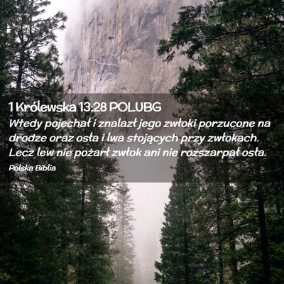 Picture 02 - 1 Królewska 13:28 POLUBG - Wtedy pojechał i znalazł jego zwłoki porzucone - Bible Verse Picture