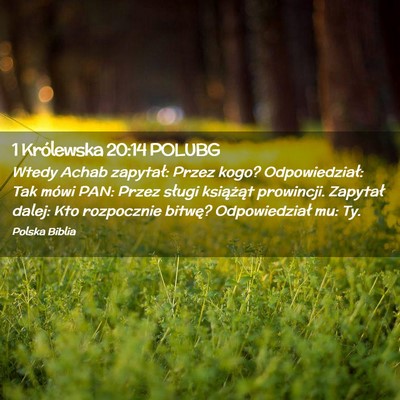 Picture 02 - 1 Królewska 20:14 POLUBG - Wtedy Achab zapytał: Przez kogo? Odpowiedział: - Bible Verse Picture