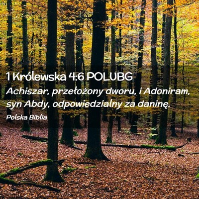 Picture 02 - 1 Królewska 4:6 POLUBG - Achiszar, przełożony dworu, i Adoniram, syn - Bible Verse Picture
