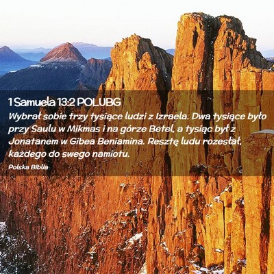 Picture 02 - 1 Samuela 13:2 POLUBG - Wybrał sobie trzy tysiące ludzi z Izraela. Dwa - Bible Verse Picture