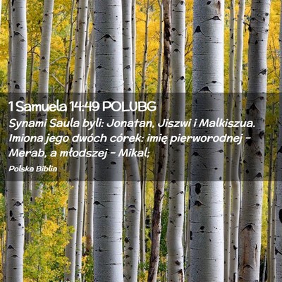 Picture 02 - 1 Samuela 14:49 POLUBG - Synami Saula byli: Jonatan, Jiszwi i Malkiszua. - Bible Verse Picture