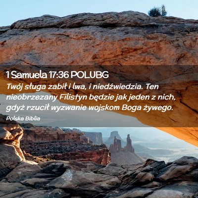 Picture 02 - 1 Samuela 17:36 POLUBG - Twój sługa zabił i lwa, i niedźwiedzia. Ten - Bible Verse Picture