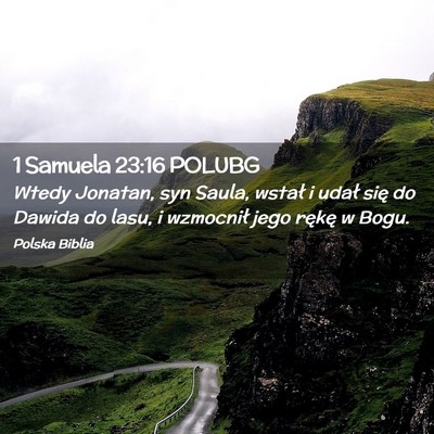 Picture 02 - 1 Samuela 23:16 POLUBG - Wtedy Jonatan, syn Saula, wstał i udał się do - Bible Verse Picture