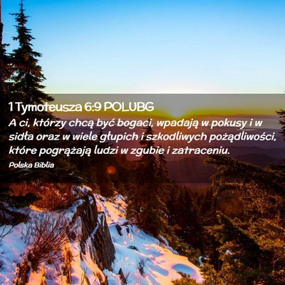 Picture 02 - 1 Tymoteusza 6:9 POLUBG - A ci, którzy chcą być bogaci, wpadają w - Bible Verse Picture