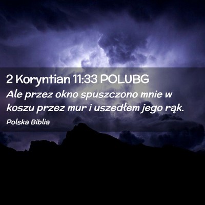 Picture 02 - 2 Koryntian 11:33 POLUBG - Ale przez okno spuszczono mnie w koszu przez mur - Bible Verse Picture