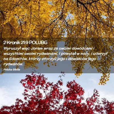 Picture 02 - 2 Kronik 21:9 POLUBG - Wyruszył więc Joram wraz ze swoimi dowódcami i - Bible Verse Picture
