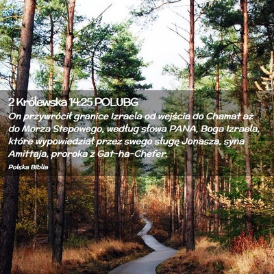 Picture 02 - 2 Królewska 14:25 POLUBG - On przywrócił granice Izraela od wejścia do - Bible Verse Picture