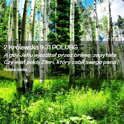 Picture 02 - 2 Królewska 9:31 POLUBG - A gdy Jehu wjeżdżał przez bramę, zapytała: - Bible Verse Picture