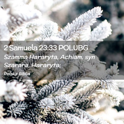 Picture 02 - 2 Samuela 23:33 POLUBG - Szamma Hararyta, Achiam, syn Szarara, - Bible Verse Picture