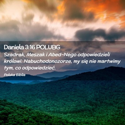 Picture 02 - Daniela 3:16 POLUBG - Szadrak, Meszak i Abed-Nego odpowiedzieli - Bible Verse Picture
