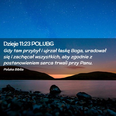 Picture 02 - Dzieje 11:23 POLUBG - Gdy tam przybył i ujrzał łaskę Boga, - Bible Verse Picture