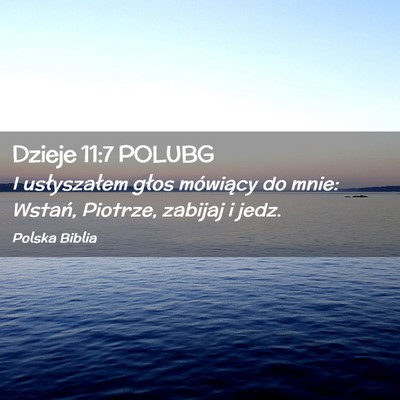 Picture 02 - Dzieje 11:7 POLUBG - I usłyszałem głos mówiący do mnie: Wstań, - Bible Verse Picture