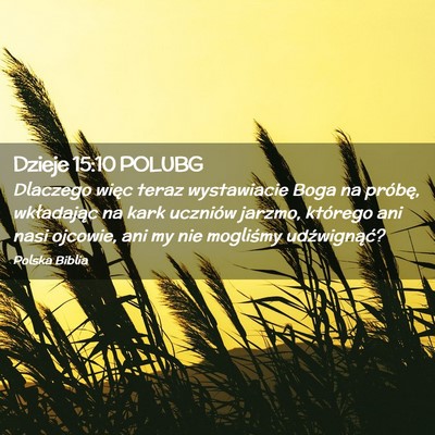 Picture 02 - Dzieje 15:10 POLUBG - Dlaczego więc teraz wystawiacie Boga na próbę, - Bible Verse Picture