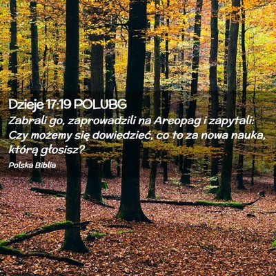 Picture 02 - Dzieje 17:19 POLUBG - Zabrali go, zaprowadzili na Areopag i zapytali: - Bible Verse Picture