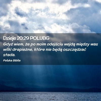 Picture 02 - Dzieje 20:29 POLUBG - Gdyż wiem, że po moim odejściu wejdą między - Bible Verse Picture