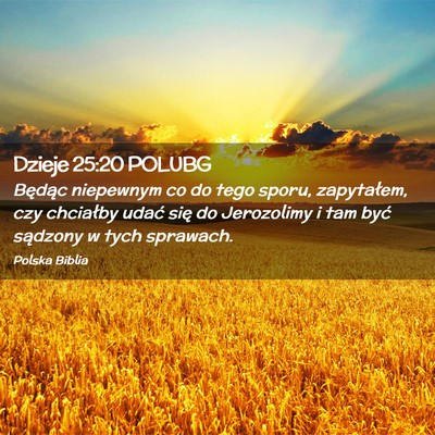 Picture 02 - Dzieje 25:20 POLUBG - Będąc niepewnym co do tego sporu, zapytałem, - Bible Verse Picture