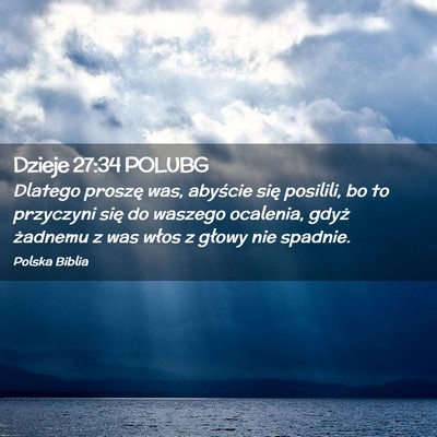 Picture 02 - Dzieje 27:34 POLUBG - Dlatego proszę was, abyście się posilili, bo - Bible Verse Picture