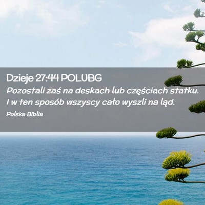Picture 02 - Dzieje 27:44 POLUBG - Pozostali zaś na deskach lub częściach statku. - Bible Verse Picture