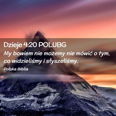 Picture 02 - Dzieje 4:20 POLUBG - My bowiem nie możemy nie mówić o tym, co - Bible Verse Picture