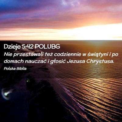 Picture 02 - Dzieje 5:42 POLUBG - Nie przestawali też codziennie w świątyni i po - Bible Verse Picture