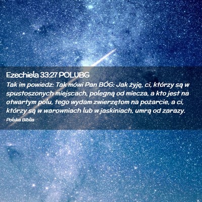 Picture 02 - Ezechiela 33:27 POLUBG - Tak im powiedz: Tak mówi Pan BÓG: Jak żyję, - Bible Verse Picture