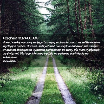 Picture 02 - Ezechiela 47:12 POLUBG - A nad rzeką wyrosną na jego brzegu po obu - Bible Verse Picture