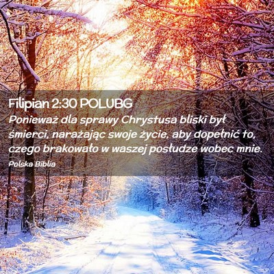 Picture 02 - Filipian 2:30 POLUBG - Ponieważ dla sprawy Chrystusa bliski był - Bible Verse Picture