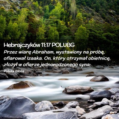 Picture 02 - Hebrajczyków 11:17 POLUBG - Przez wiarę Abraham, wystawiony na próbę, - Bible Verse Picture
