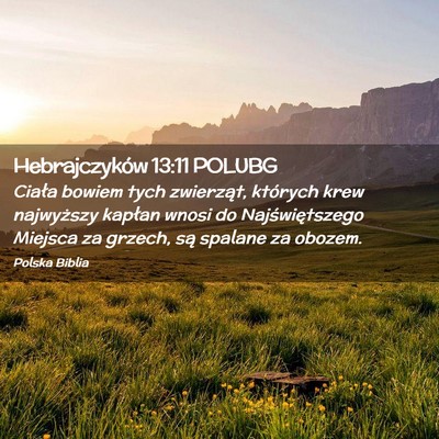 Picture 02 - Hebrajczyków 13:11 POLUBG - Ciała bowiem tych zwierząt, których krew - Bible Verse Picture