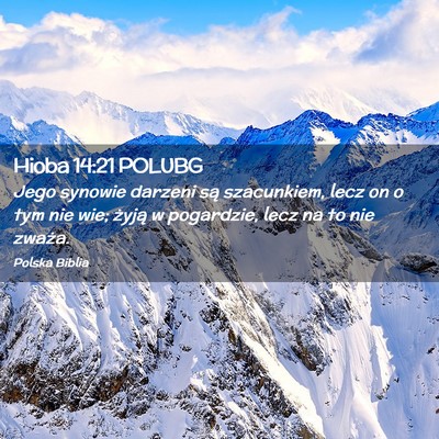 Picture 02 - Hioba 14:21 POLUBG - Jego synowie darzeni są szacunkiem, lecz on o - Bible Verse Picture