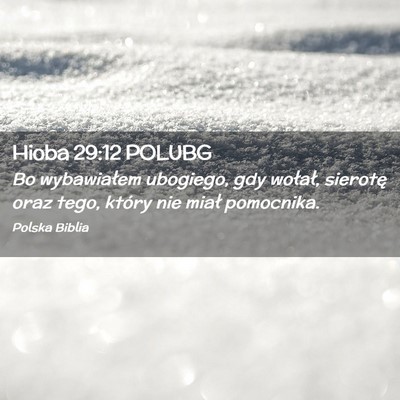 Picture 02 - Hioba 29:12 POLUBG - Bo wybawiałem ubogiego, gdy wołał, sierotę - Bible Verse Picture